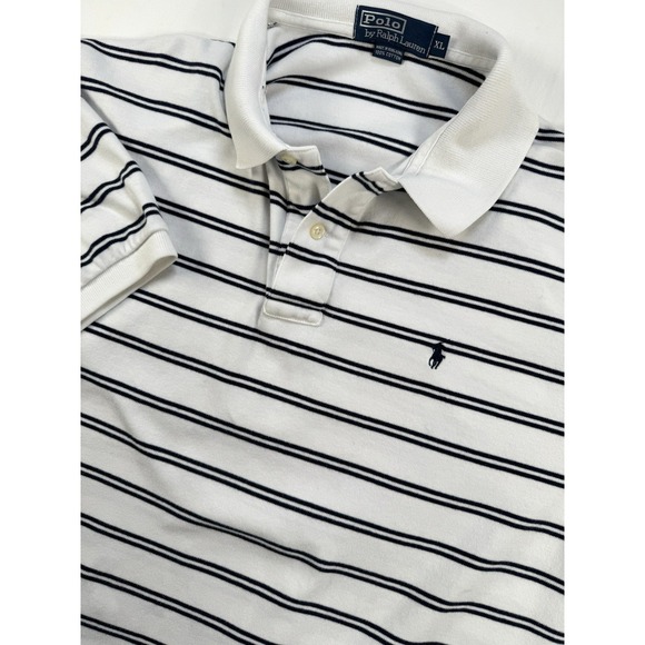 Polo Ralph Lauren Other - Polo Ralph Lauren Men's XL White Blue Striped Polo Shirt Short Sleeve Blue Pony